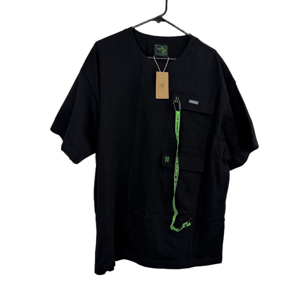 Razer T-Shirt Mens 2XL Black Cargo Pocket Gaming Xanthius Streetwear Tee NWT